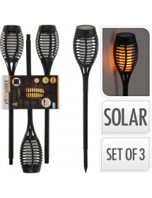 Lot de 3 torches solaire: Eclairez votre jardin à petits prix