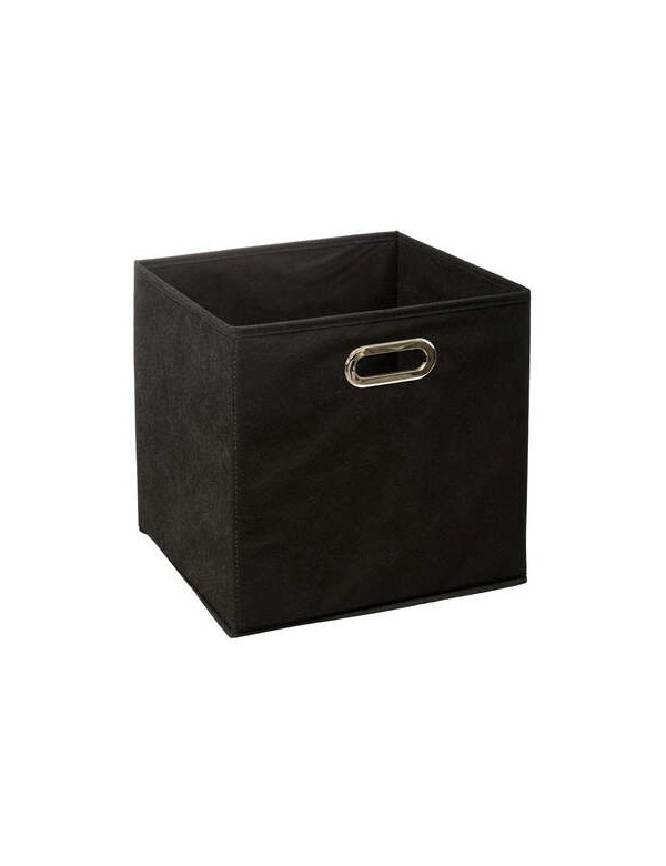 Cube de rangement 30x30x30 cm noir et anneau chromé - Conforama
