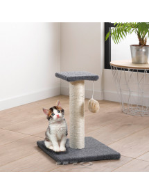 Arbre à chat avec pompon : griffoir en sisal, plateforme et jouet pour chat