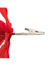 Poinsettia rouge à pince – Fleur de Noël décorative à clipser