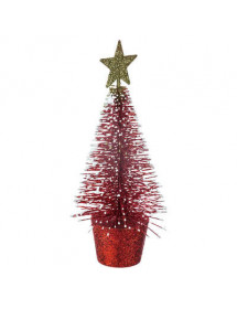 Sapin de table rouge pailleté