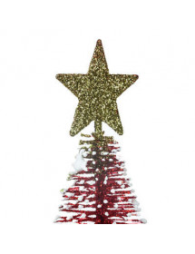 Sapin de table rouge pailleté
