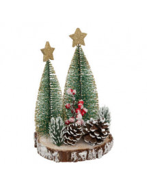 Sapins de table sur rondin bois