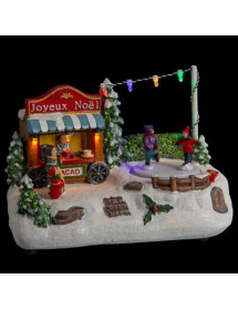 Village de Noël lumineux stand chocolat