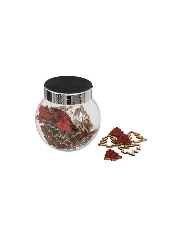 Confettis de table de Noël en bois rouge