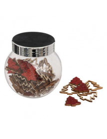 Confettis de table de Noël en bois rouge