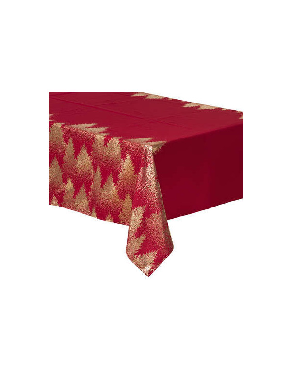 Nappe imprimée sapin 140 x 240 cm rouge et or Nappe imprimée sapin 140 x 240 cm rouge et or