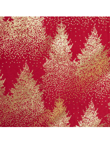 Nappe imprimée sapin 140 x 240 cm rouge et or
