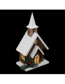 Eglise de Noël en bois lumineuse