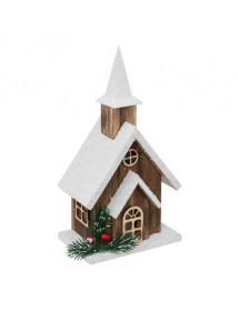 Eglise de Noël en bois lumineuse