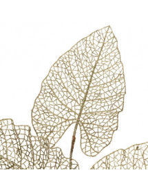 Branche artificielle feuilles ajourées dorée 80 cm.