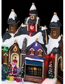 Village de Noël Atelier et train de Noël lumineux et musical