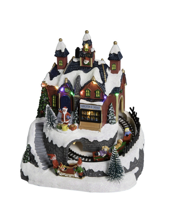 Village de Noël Atelier et train de Noël lumineux et musical