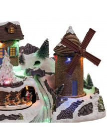 Village de Noël lumineux et Musical Moulin à vent