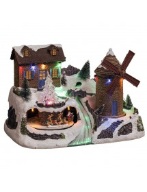 Village de Noël lumineux et Musical Moulin à vent