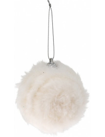 Boule de Noël tout doux blanche 8 cm.