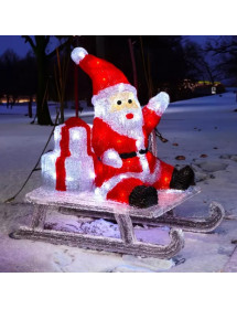 Père Noël sur luge Décoration de Noël lumineuse