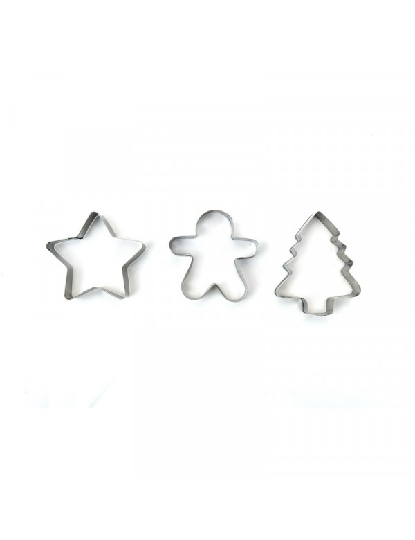 Lot de 3 emporte-pièces Noël métal + 10 sachets