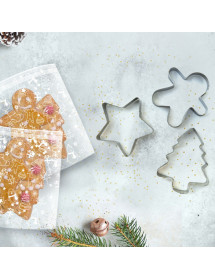 Lot de 3 emporte-pièces Noël métal + 10 sachets