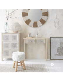 Tabouret Fourrure Oslo Blanc Atmosphera