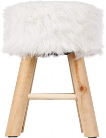 Tabouret Fourrure Oslo Blanc Atmosphera