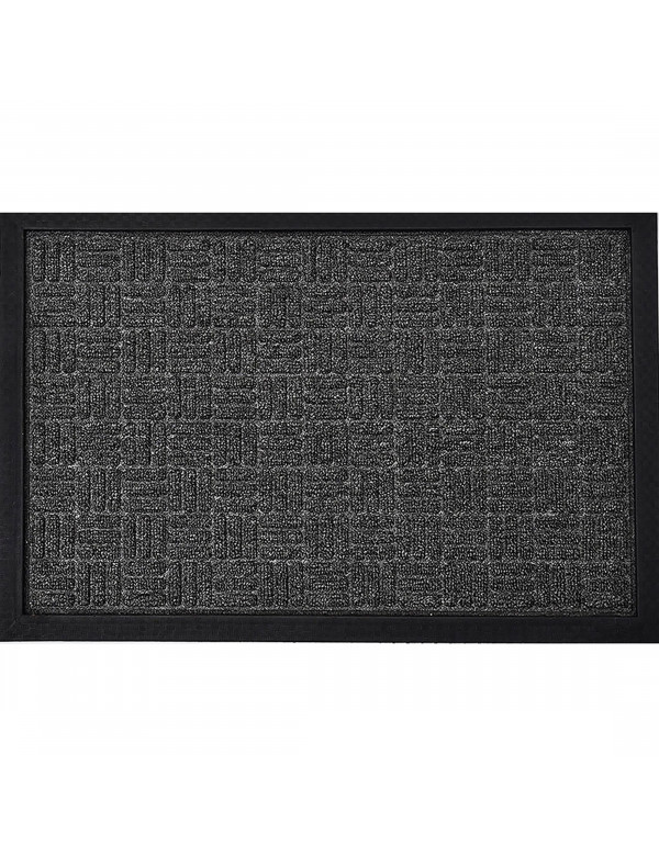 Tapis d'entrée YVAN motifs carrés gris 40x60 cm