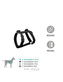 Harnais noir pour chien réglable de 25 à 35 Cm.