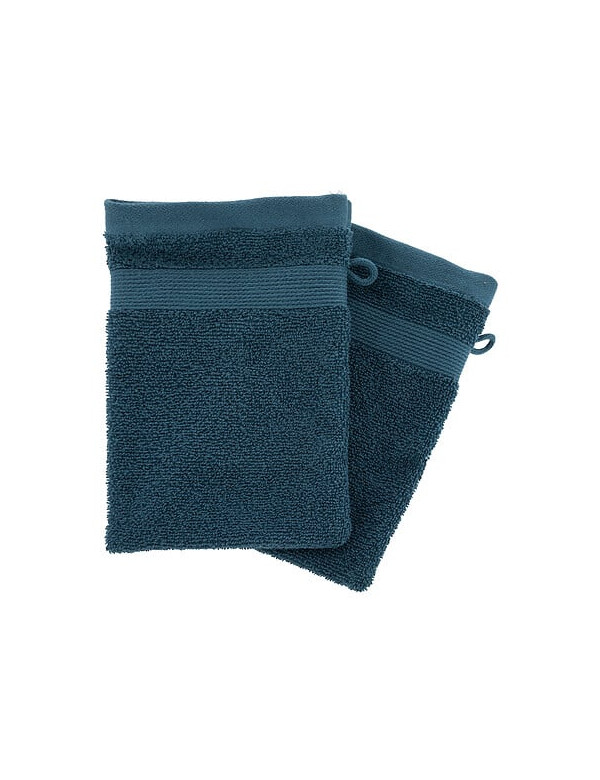 Gants de toilette Bleu Egéen x2 Atmosphera