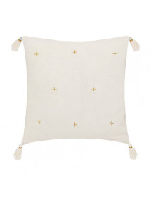 Coussin brodé doré ivoire Jamana