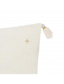 Coussin brodé doré ivoire Jamana Atmosphera