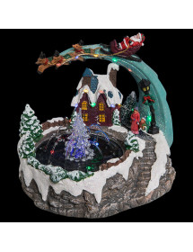 Village lumineux fontaine père noël et traineau