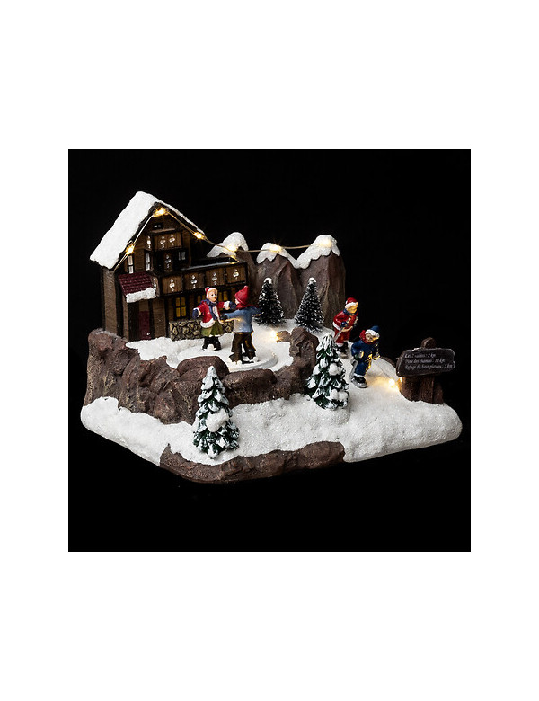 Village de noël Chalet et Patineur animé