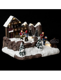 Village de noël Chalet et Patineur animé