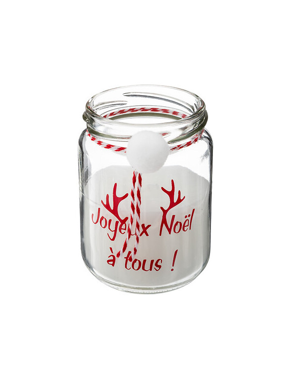 Bougie de Noël avec pompon pot verre