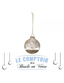 Boule en verre pailletée et strass bronze