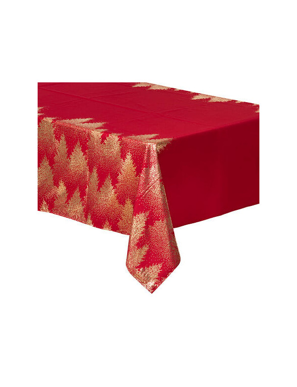 Nappe imprimée sapin 140 x 360 cm rouge et or Nappe imprimée sapin 140 x 360 cm rouge et or