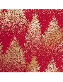 Nappe de Noël Rouge avec Sapins Dorés - 140 x 360 cm 🎄✨
