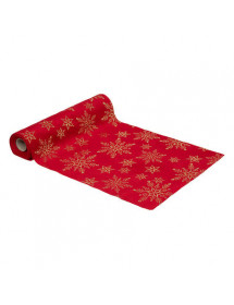 Chemin de table velours rouge étoiles dorées