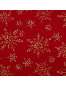 Chemin de Table en Velours Rouge avec Flocons Pailletés Dorées 🎄✨