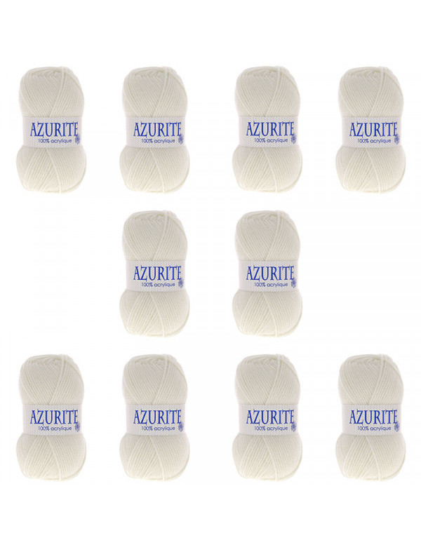 Pelotes de fil à tricoter Azurite Ivoire x10