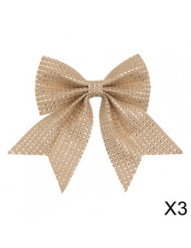 Nœuds de Noël en jute doré x3