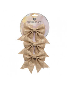 Nœuds de Noël en jute doré x3