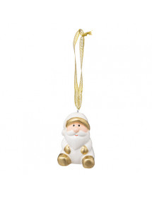 Décoration de sapin père noël céramique or et blanc