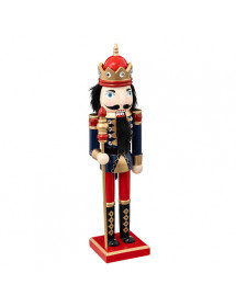 Casse noisette en bois bleu et rouge 38 cm.