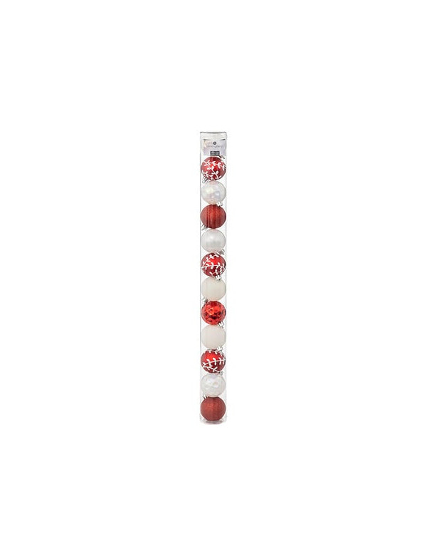 Boules de Noël rouge et blanc x12