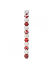 Boules de Noël rouge et blanc x12