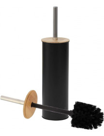 Brosse wc métal noir et Bambou