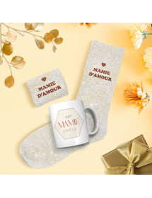 Coffret mug chaussettes paillettes Mamie