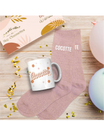 Coffret mug chaussettes paillettes cocotte