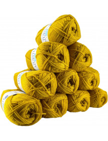 Pelotes de fil à tricoter Azurite Moutarde x10